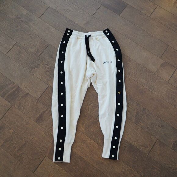 YoungLA 90'S Tear Away Joggers Sweatpants Cream‎ Black Ankle Cuff Mens M - Picture 1 of 8
